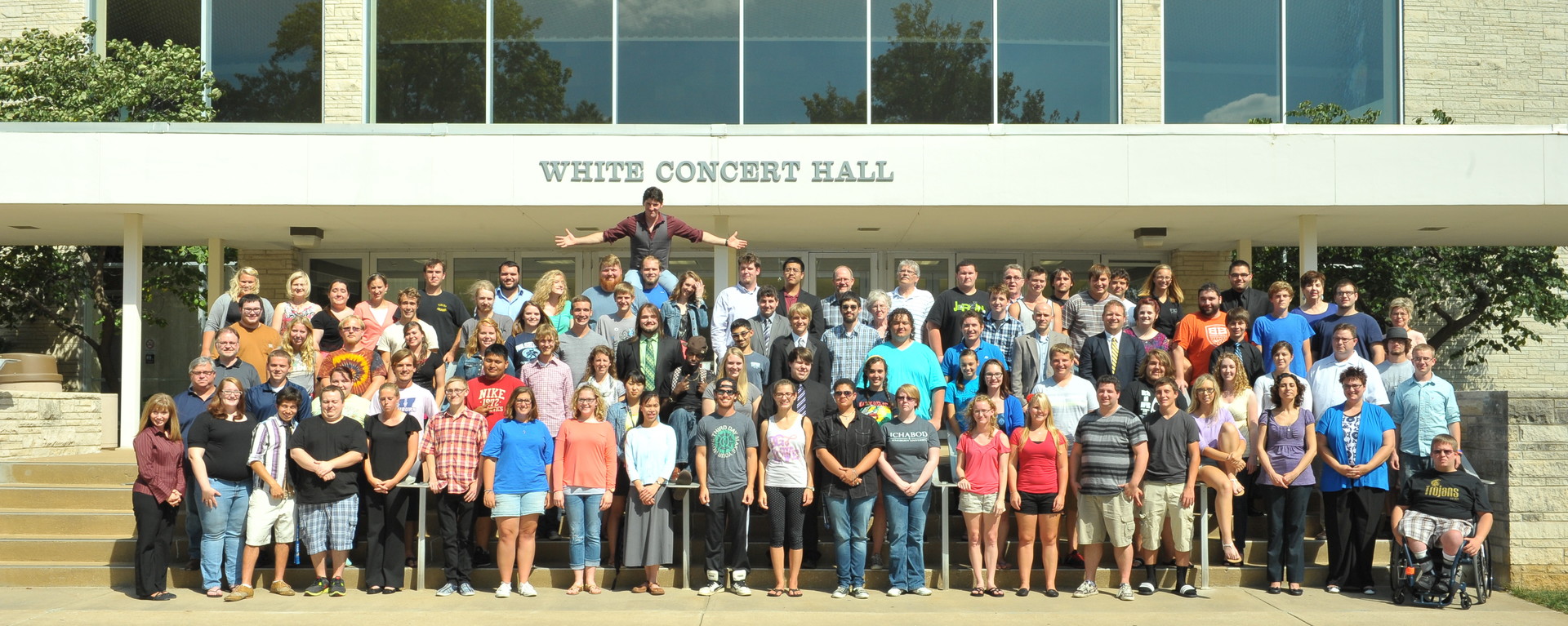 Group in Front of White Concert Hall